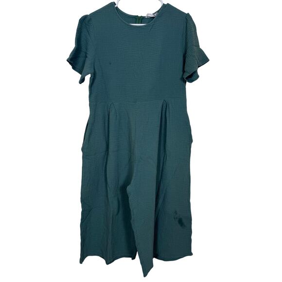 Bucket List Romper Green 100% Cotton One Size *Stained* Project Piece - Picture 1 of 7